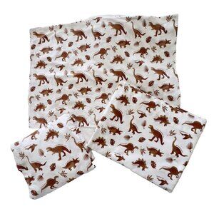 3 Pc DINOSAUR Sheet Set TWIN Flat Fitted Pillowcase Cotton Pillowfort Watercolor